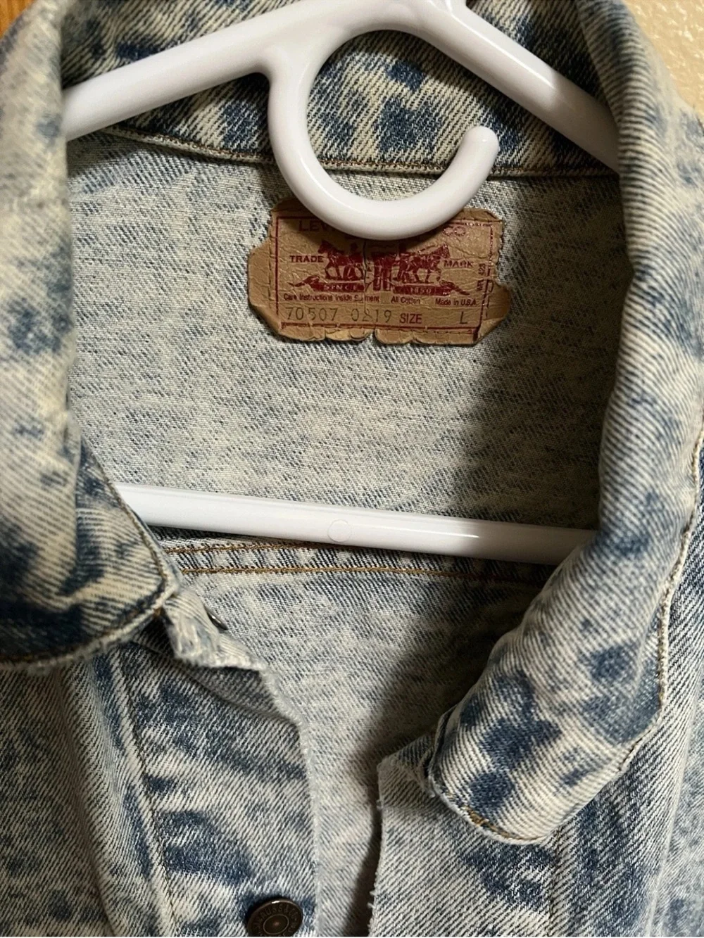 Vintage Levi’s 70507-0219 Acid Wash Denim Trucker Jacket USA Made Size L 523 - Picture 5 of 13